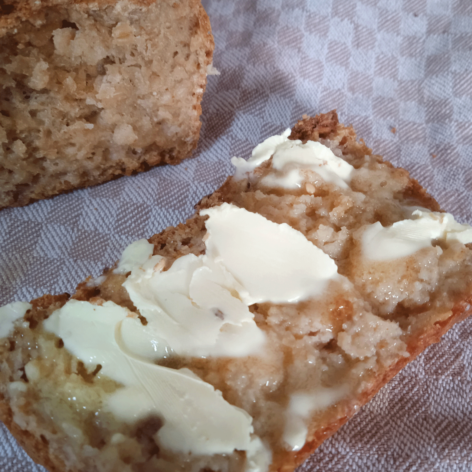 oven warm bread with melting butter